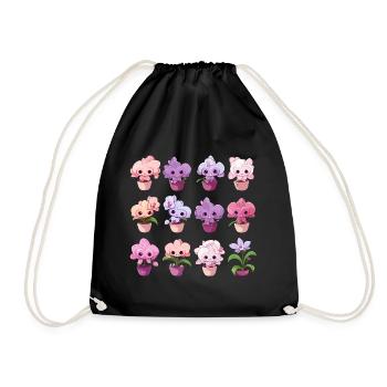 Orchideen kawaii - Turnbeutel - Schwarz - Vorne