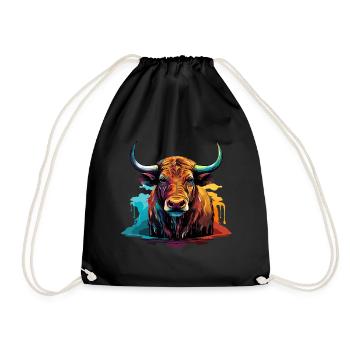 Colorful Buffalo Water Buffalo - Drawstring Bag - black - Front