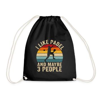 I Like Padel and Maybe 3 People - Drawstring Bag - black - Front
