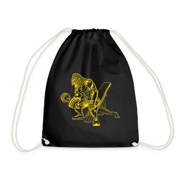 Bodybuilder monkey with dumbbell, gorilla, fitness - Drawstring Bag - black - Front