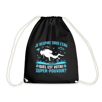 je respire sous L'eau quel est votre super pouvoir - Sac de sport léger - noir - Devant
