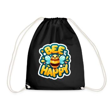 Bee Happy glückliche Biene - Drawstring Bag - black - Front