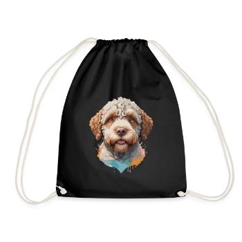 Lagotto romagnolo Hund Niedlich in buntem Design - Turnbeutel - Schwarz - Vorne
