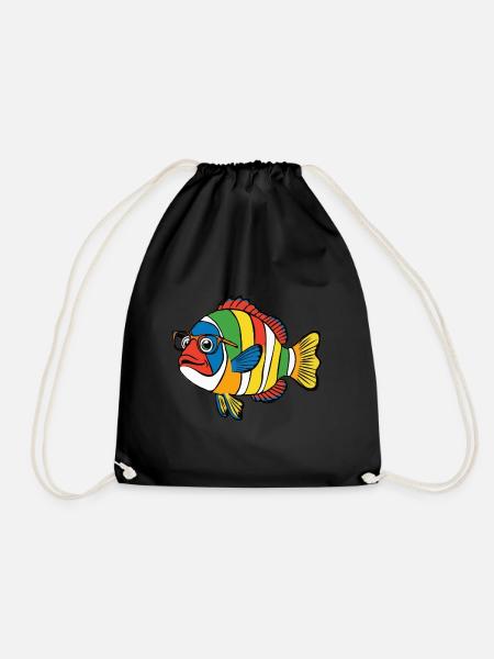 Fisch Bunte Nemo Brille Schwimmen - Turnbeutel - Schwarz