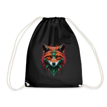 Fox Cool Cartoon Colorful - Drawstring Bag - black - Front