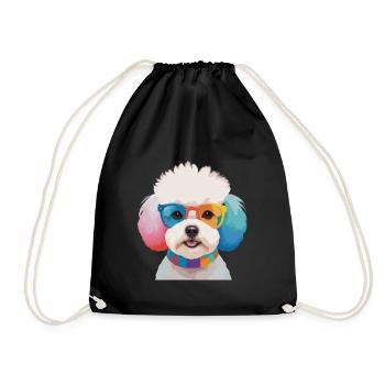 Bichon Frisé Dog Cute Colorful Glasses - Drawstring Bag - black - Front