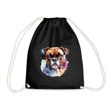 Boxer Dog Cool Colorful and Cute - Drawstring Bag - black - Front