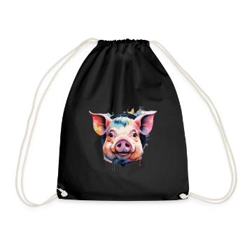 Pig Pig Cool Colored - Drawstring Bag - black - Front