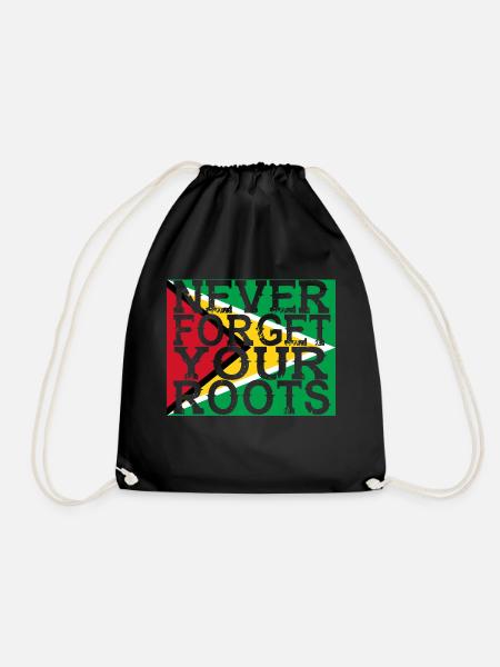 never forget roots home Guyana - Drawstring Bag - black