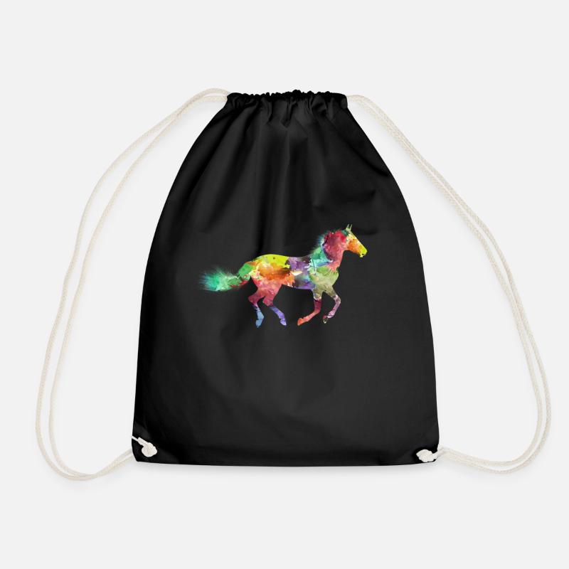 Rainbow Pferd - Turnbeutel - Schwarz