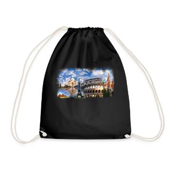 world travel - Drawstring Bag - black - Front