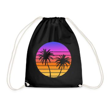 Palmiers Coucher soleil Synthwave - Sac de sport léger - noir - Devant
