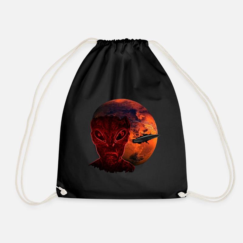 Alien &Mars mit UFO - Turnbeutel - Schwarz
