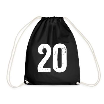 20 Numbers White - Drawstring Bag - black - Front