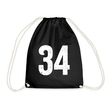 34 Numbers White - Drawstring Bag - black - Front