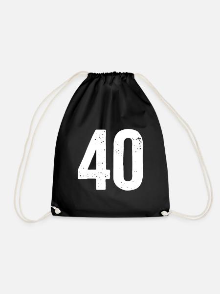 40 Zahlen Weiß - Turnbeutel - Schwarz