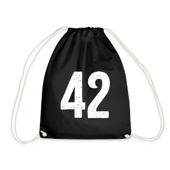 42 Zahlen Weiß - Turnbeutel - Schwarz - Vorne