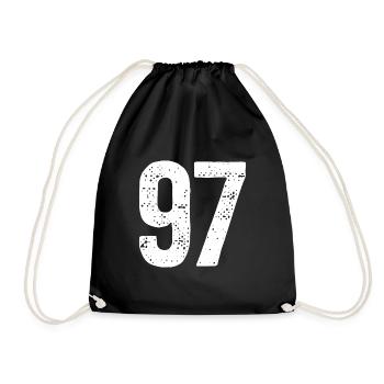 97 Zahlen Weiß - Turnbeutel - Schwarz - Vorne
