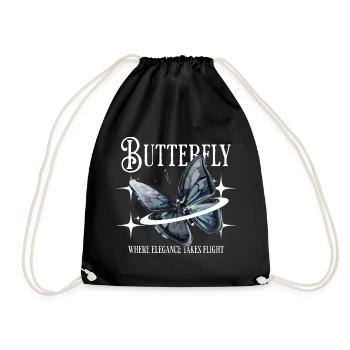 Butterfly Where Elegance Takes Flight - Drawstring Bag - black - Front