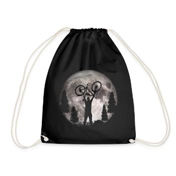 MTB - Mond - Mountainbiker - Turnbeutel - Schwarz - Vorne