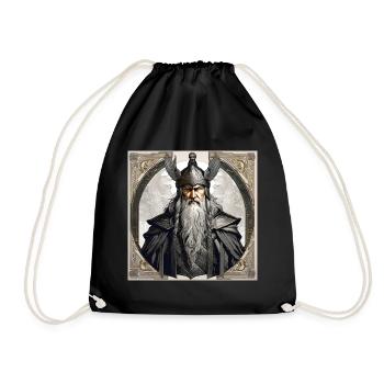 Proud Viking with Raven Helmet - Drawstring Bag - black - Front