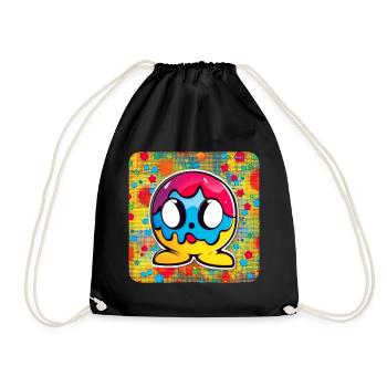 Psychedelic Motif Smiley - Drawstring Bag - black - Front