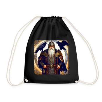 Viking Odin with ravens - Drawstring Bag - black - Front