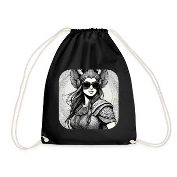 Femme viking fière moderne avec des lunettes de soleil - Sac de sport léger - noir - Devant