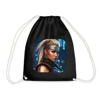 Proud Viking Shieldmaiden Cyborg - Drawstring Bag - black - Front