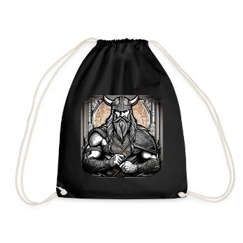 Proud Viking Warrior Germanic - Drawstring Bag - black - Front