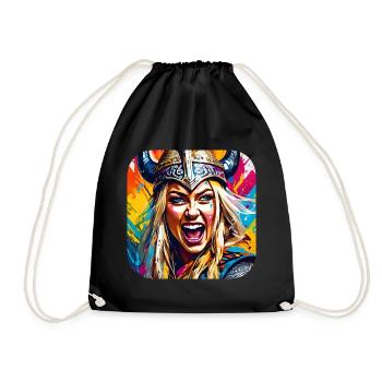 Viking in graffiti style - Drawstring Bag - black - Front