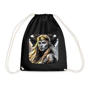 Fière Viking Germanin Shieldmaiden en or - Sac de sport léger - noir - Devant