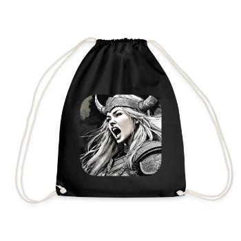 Proud Viking Germanin Shieldmaiden - Drawstring Bag - black - Front
