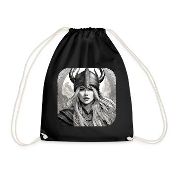 Proud Viking Germanin Shieldmaiden - Drawstring Bag - black - Front