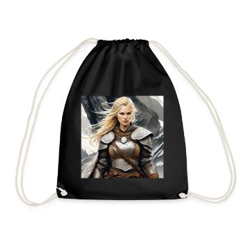 Proud Viking Germanin Shieldmaiden - Drawstring Bag - black - Front