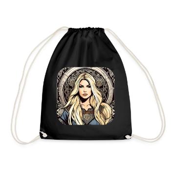 Proud Viking Germanin Shieldmaiden - Drawstring Bag - black - Front