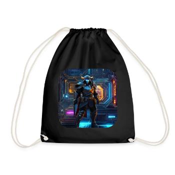 Cool Cyberspace Warrior - Drawstring Bag - black - Front