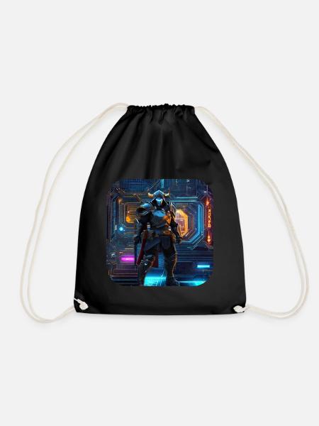 Cooler Cyberspace Krieger - Turnbeutel - Schwarz