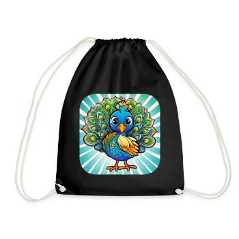 Cute Peacock I - Drawstring Bag - black - Front