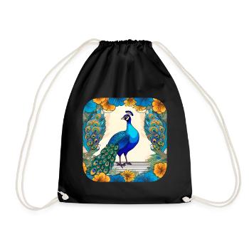 Eleganter Pfau - Turnbeutel - Schwarz - Vorne