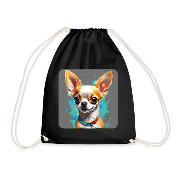 Cute little Chihuahua dog in comic style - Drawstring Bag - black - Front