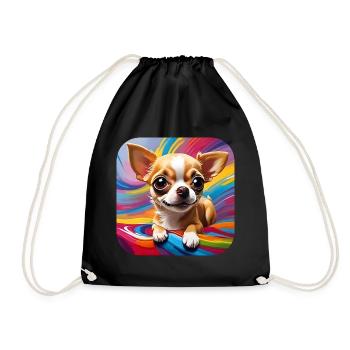 Niedlicher kleiner Chihuahua Hund im Comic Style - Turnbeutel - Schwarz - Vorne