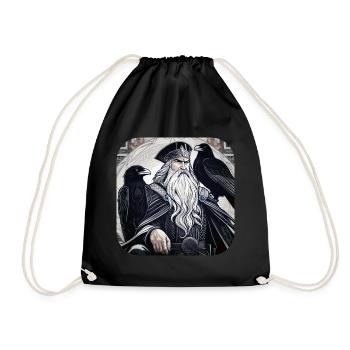 Viking Odin with Ravens II - Drawstring Bag - black - Front