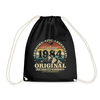 Original 1984 Vintage Vintage Birthday Retro - Drawstring Bag - black - Front
