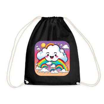 Cute cloud with rainbow - Drawstring Bag - black - Front