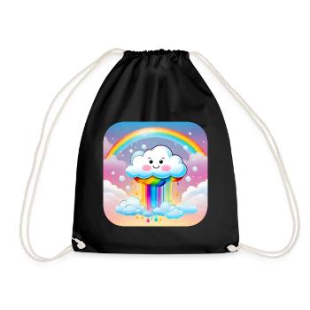 Nuage mignon faisant pleuvoir des couleurs de l’arc-en-ciel - Sac de sport léger - noir - Devant