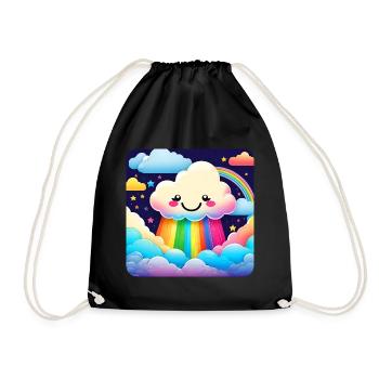 Nuage mignon faisant pleuvoir des couleurs de l’arc-en-ciel - Sac de sport léger - noir - Devant