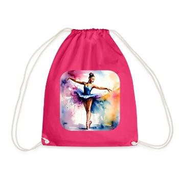 Prima Ballerina mit bunten Farben - Turnbeutel - Fuchsia - Vorne