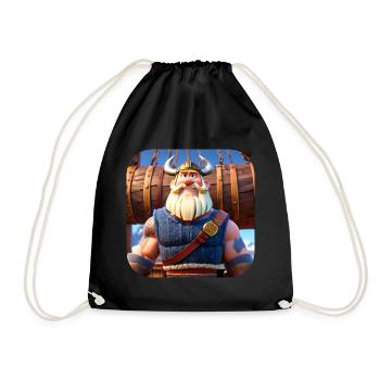 Cute Viking in comic style - Drawstring Bag - black - Front