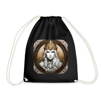 Proud Viking Germanin Shieldmaiden - Drawstring Bag - black - Front